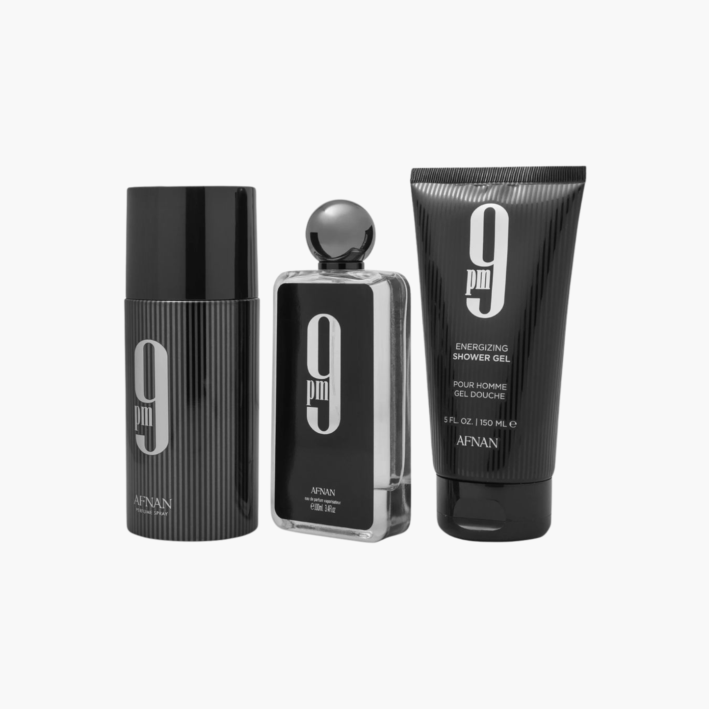 Afnan 9 PM Men 3PC Gift Set EDP Spray 3.4 oz