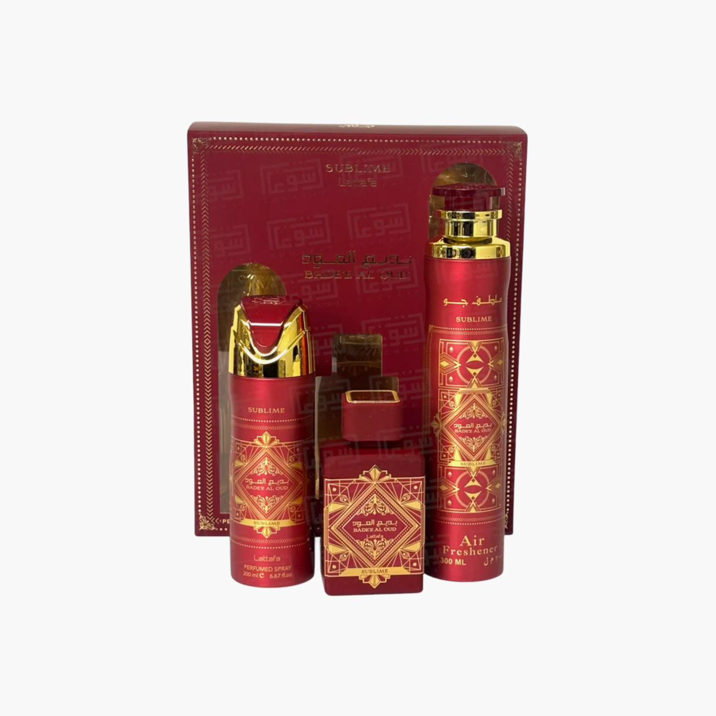 Lattafa Bade'e Al Oud Sublime Unisex 3PC Gift Set EDP Spray 3.4 oz