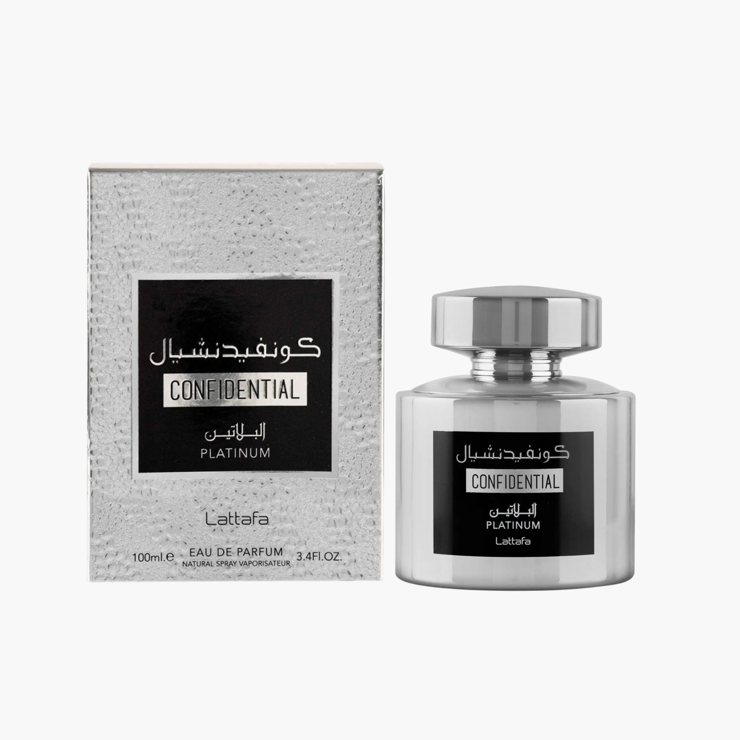 Lattafa Confidential Platinum Eau De Parfum 3.4 oz