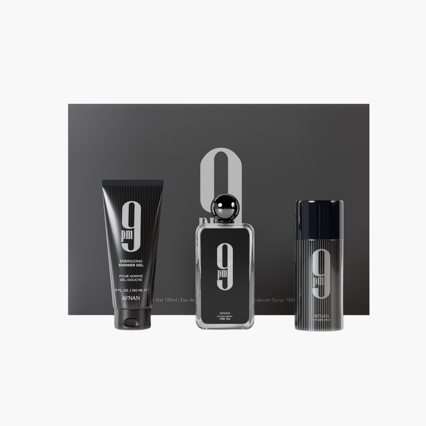 Afnan 9 PM Men 3PC Gift Set EDP Spray 3.4 oz