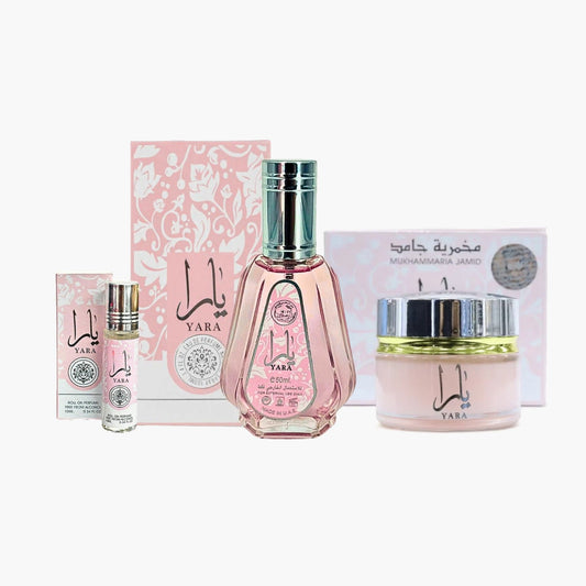 Ard Al Zaafran Yara 3-Piece Gift Set for Women (50ml EDP, 10ml Roll-On, 20g Body Cream)