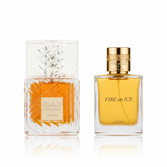 Lattafa  Fire On Ice  & Khamrah (Bundle) Unisex EDP Spray 3.0 oz