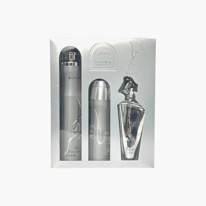 Lattafa Maahir Legacy 3-Piece Gift Set for Men – Eau De Parfum 3.4 oz