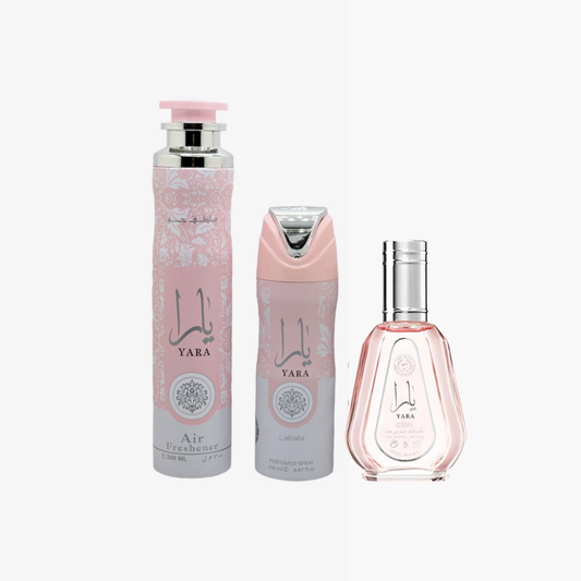Lattafa Yara Luxury Set: 1.7 oz EDP + 6.67 oz Deodorant + 10 oz Air Freshener