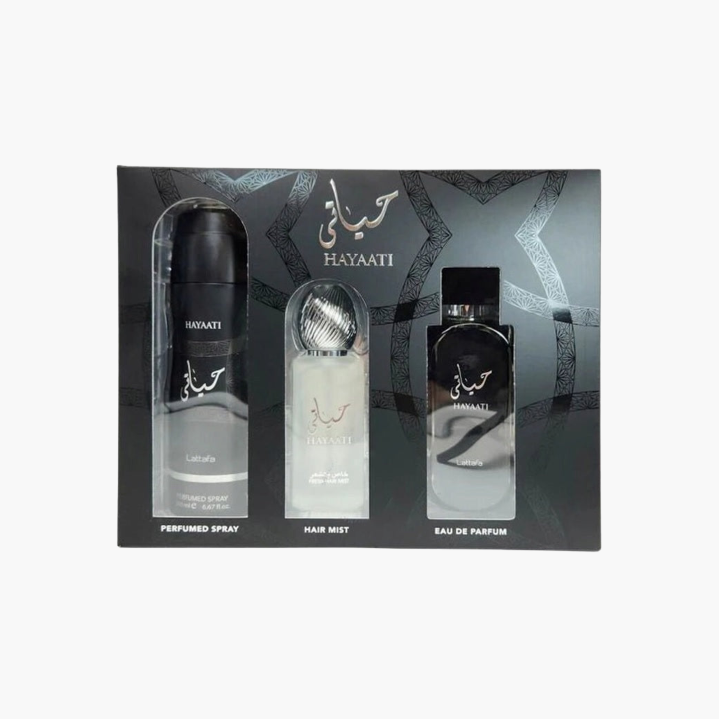 Lattafa Hayaati Black 3-Piece Luxury Gift Set – EDP, Deodorant & Body Spray for Men