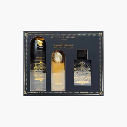 Lattafa Badee Al Oud For Glory 3-Piece Luxury Gift Set – EDP, Deodorant & Body Spray