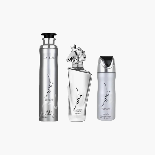 Lattafa Maahir Legacy 3-Piece Gift Set for Men – Eau De Parfum 3.4 oz