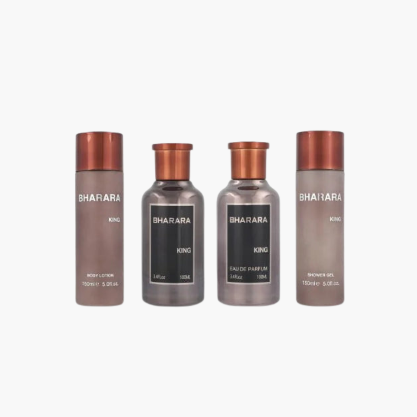 Bharara King Men Gift Set - 100ml EDP Spray + 10ml Travel Spray + 100ml Shower Gel + 100ml After Shave Balm